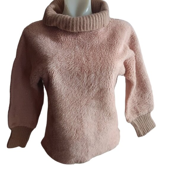 Small Vintage Cozy Faux Fur Turtleneck Sweater Petti  Plush Pullover Ribbed Hem - Picture 1 of 5
